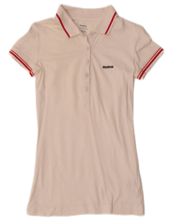 REEBOK Damen Poloshirt UK 4 XS Weiße Baumwolle