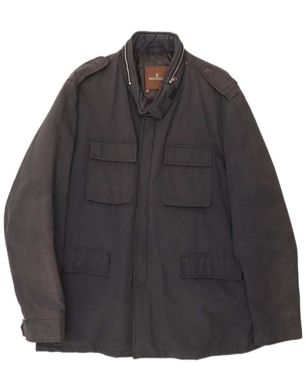Moncler Herren gepolsterte Militärjacke, Größe 6 3XL, schwarze Baumwolle