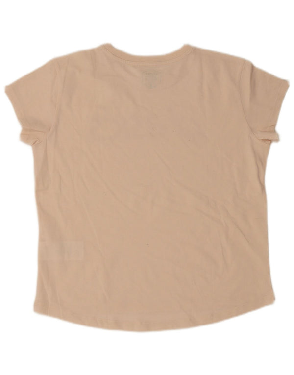 Asics Damen Grafik T-Shirt Top UK 16 Large Beige Baumwolle