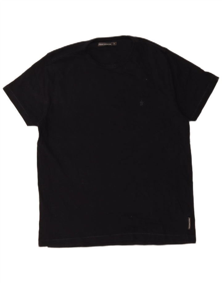 French Connection Herren-T-Shirt-Oberteil XL aus marineblauer Baumwolle