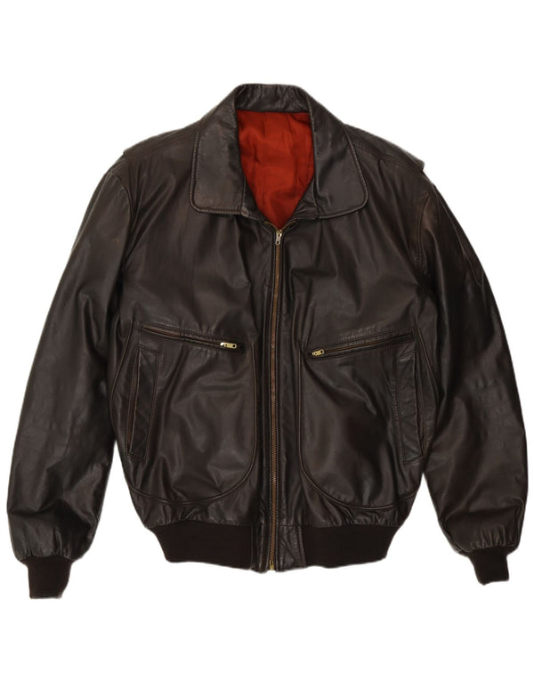 Vintage Herren Lederjacke IT 48 Mittelbraun