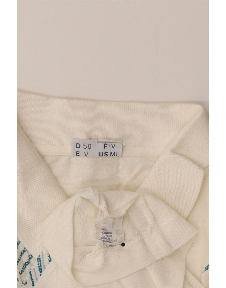 Sergio Tacchini Herren Poloshirt IT 50 Mittelweiße geometrische Baumwolle