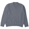 Asics Herren-Pullover mit V-Ausschnitt, groß, blaue Lammwolle