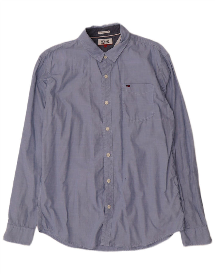 TOMMY HILFIGER Herrenhemd Große blaue Baumwolle