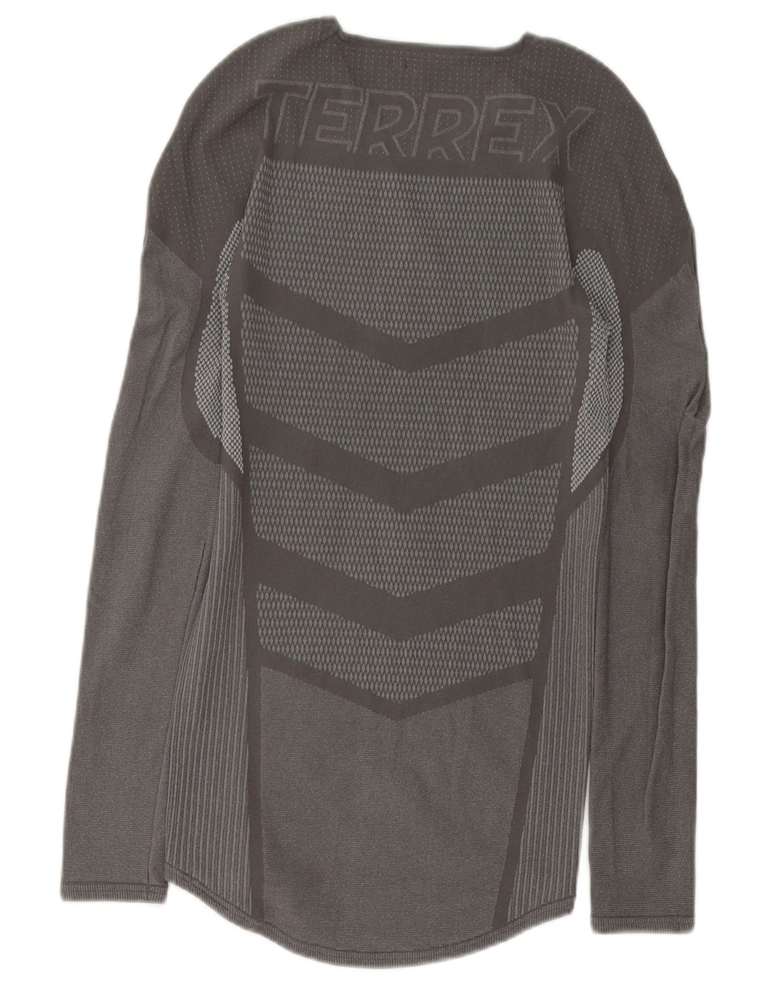 Adidas Herren Terrex Graphic Top Langarm mittelgraues geometrisches Polyester
