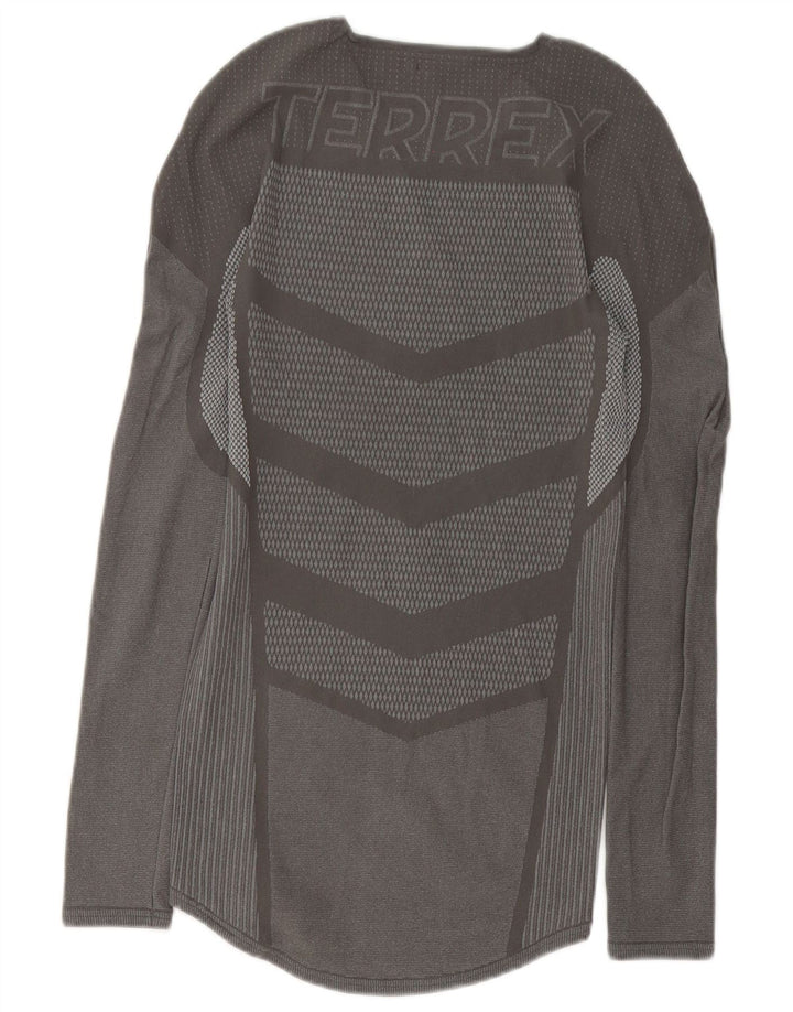 Adidas Herren Terrex Graphic Top Langarm mittelgraues geometrisches Polyester