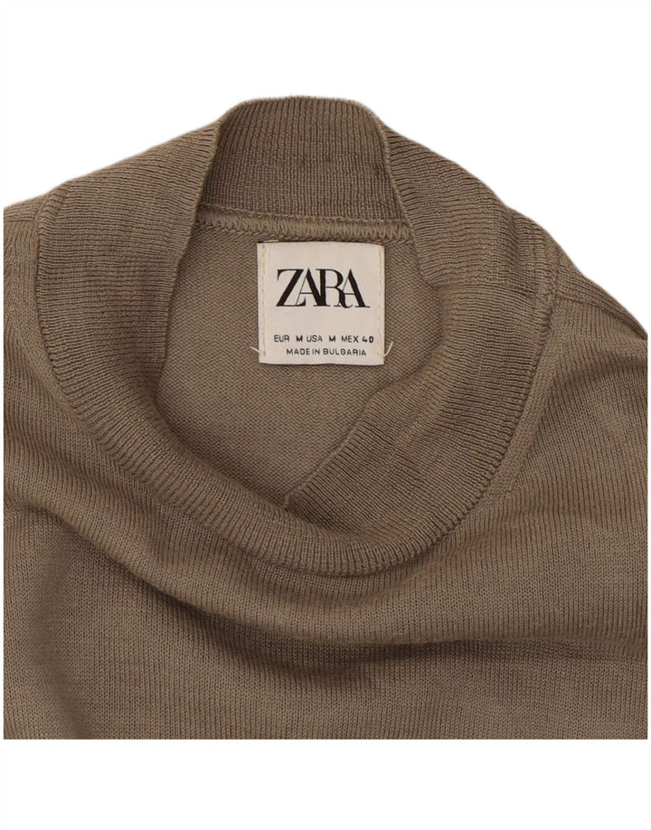 Zara Damen Pullover mit Rundhalsausschnitt, UK 14, Mittelbraun