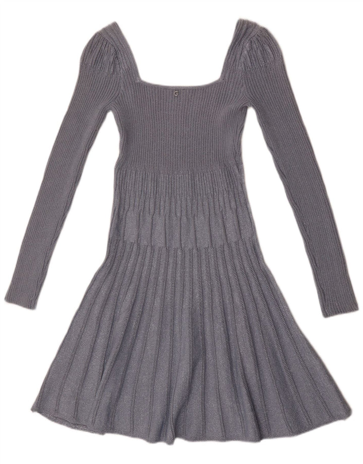 Guess Langarm-Pulloverkleid für Damen, UK 12, mittelgraues Rayon