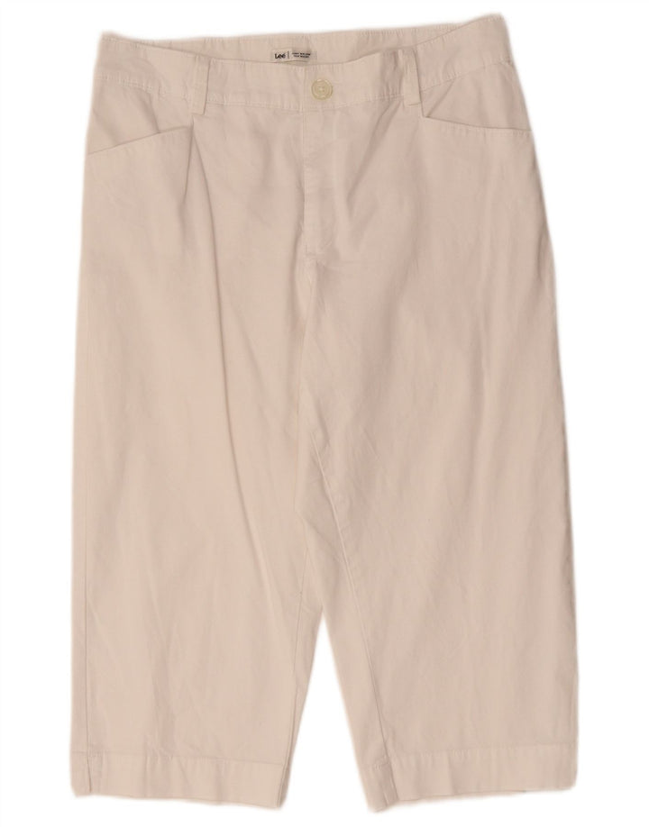 Lee Damen Tapered Caprihose US 12 Large W34 L19 Weiße Baumwolle