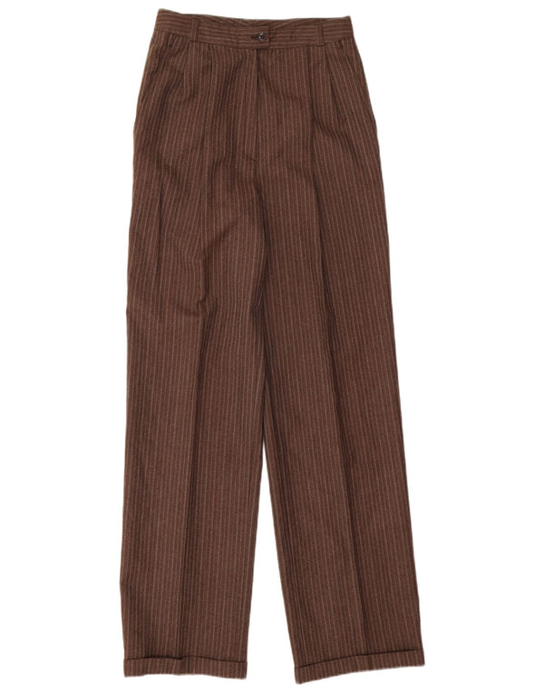 Vintage Damen Anzughose mit hoher Taille, W26 L31, brauner Nadelstreifen