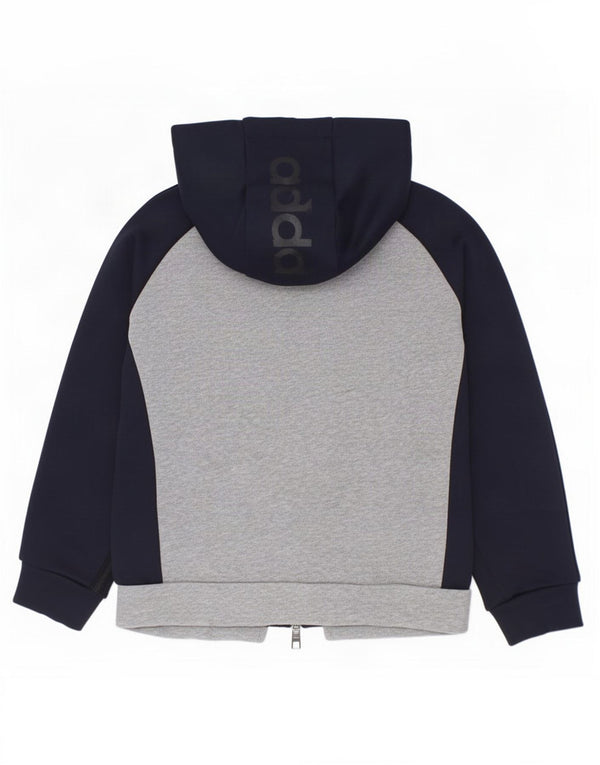 Adidas Jungen-Kapuzenpullover mit Reißverschluss, 5–6 Jahre, graue Farbblock-Baumwolle