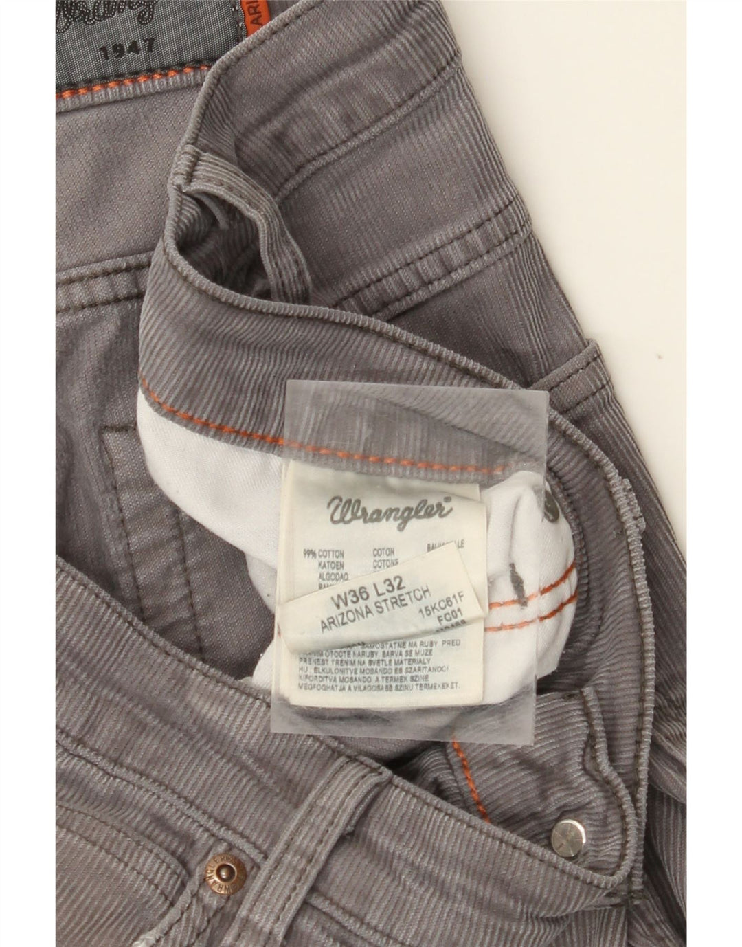 WRANGLER Herren Arizona Stretch Gerade Cordhose W36 L32 Grau