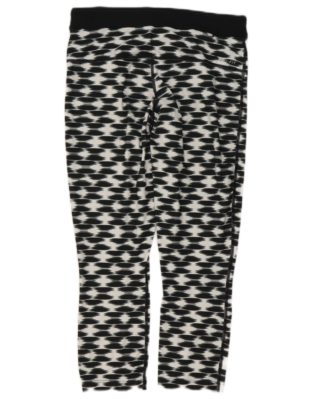 Nike Womens Dri Fit Capri Leggings UK 10 Small Schwarz Geometrisch