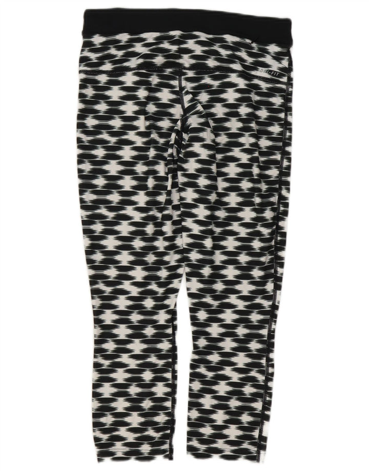 Nike Womens Dri Fit Capri Leggings UK 10 Small Schwarz Geometrisch