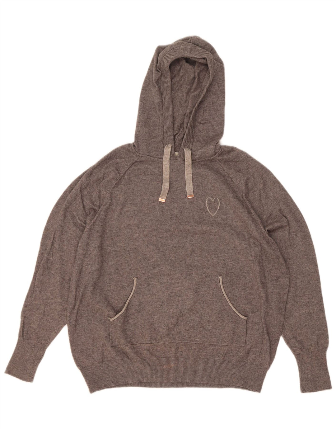 Oasis Damen-Pullover mit Kapuze, UK 14, mittelgrau gefleckte Viskose