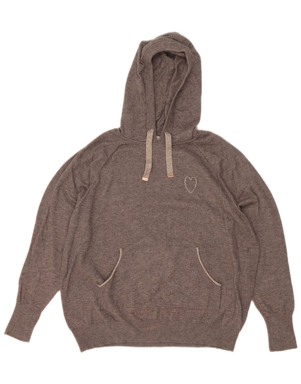 Oasis Damen-Pullover mit Kapuze, UK 14, mittelgrau gefleckte Viskose