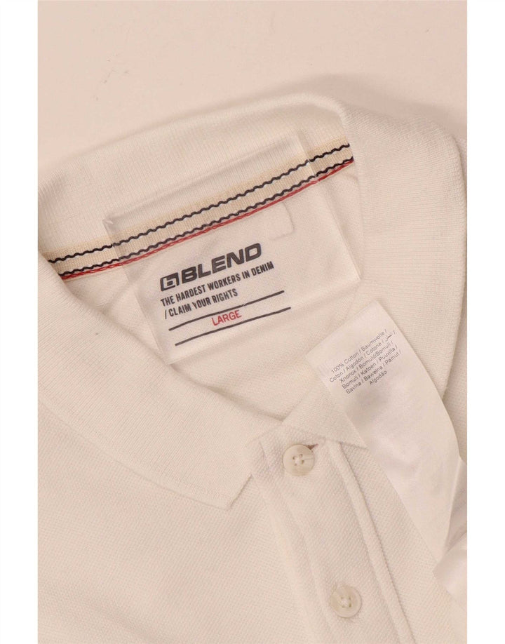 Blend Herren-Poloshirt, groß, weiß gestreift, Baumwolle