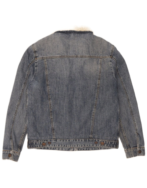 Topshop Damen Sherpa Jeansjacke UK 8 Small Blau Baumwolle