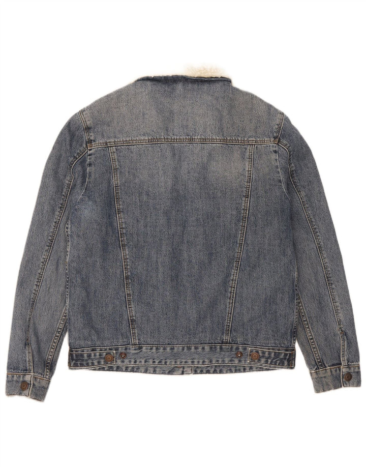 Topshop Damen Sherpa Jeansjacke UK 8 Small Blau Baumwolle