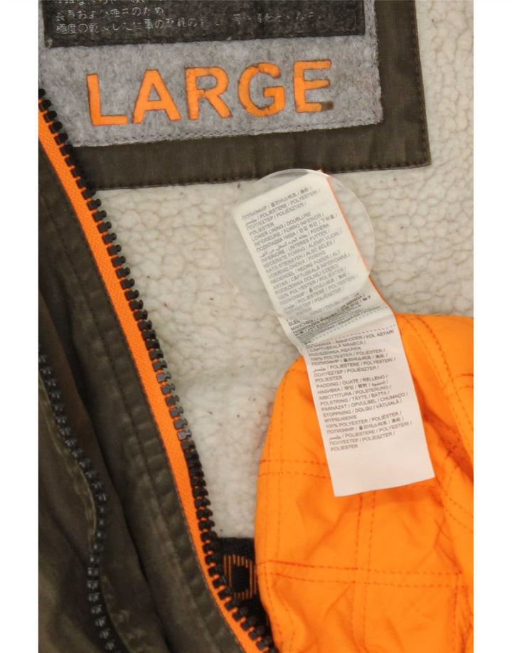 Superdry Herren-Parka mit Kapuze, UK 40, Größe L, Khaki, Polyester