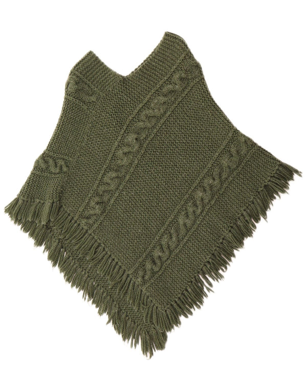 Vintage Damen Poncho Pullover UK 12 Mittelgrün