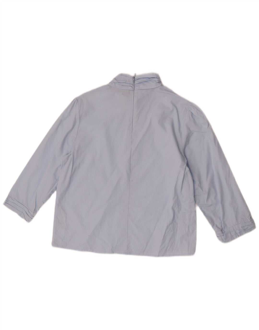 Zara Damen-Blusenoberteil mit 3/4-Ärmeln, UK-Größe 44, mittelblaue Baumwolle
