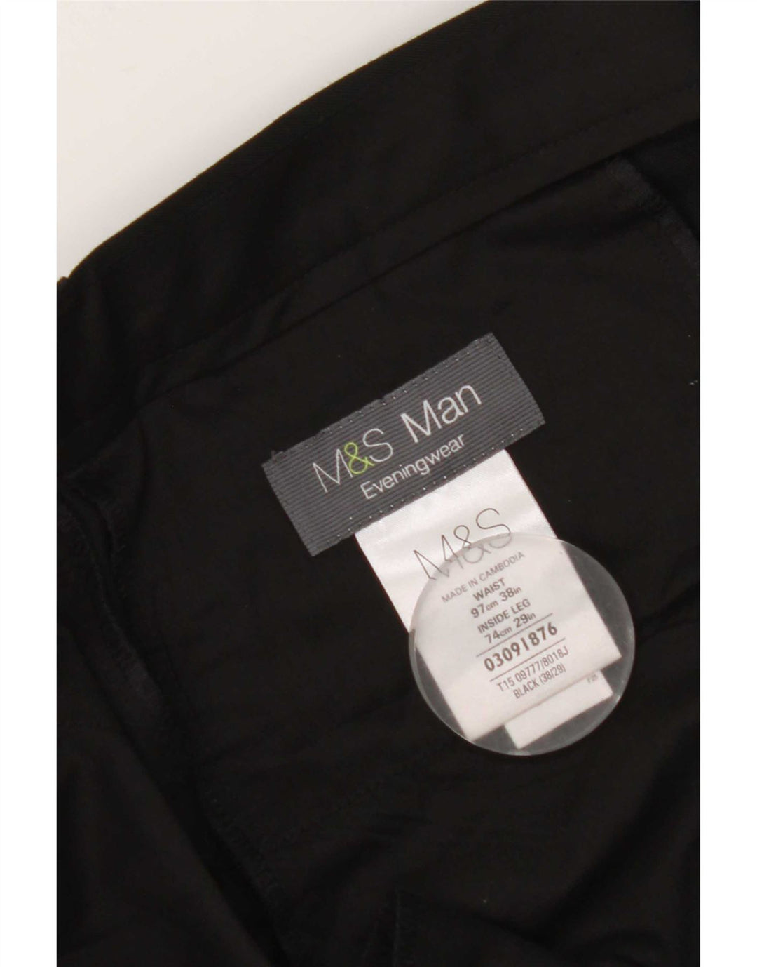 Gerade Herren-Anzughose von Marks & Spencer, W38, L29, schwarzes Polyester