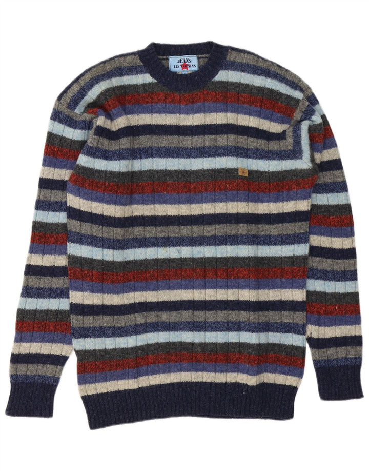 Les Copains Herren-Pullover mit Rundhalsausschnitt, Größe 46, klein, mehrfarbig, gestreift