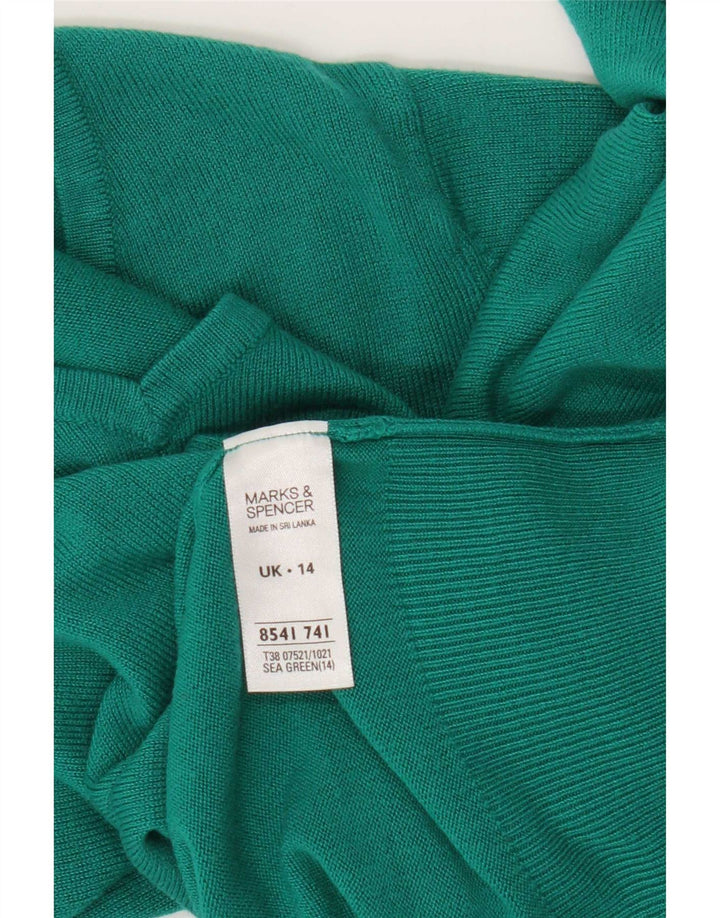 Marks & Spencer Damen-Pullover mit V-Ausschnitt, UK 14, Mittelgrün, Acryl
