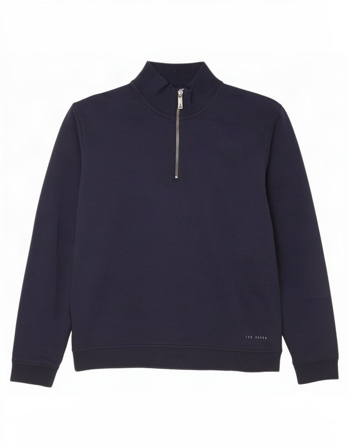 Ted Baker Herren-Sweatshirt mit Reißverschluss am Hals, Größe 3, mittelgroß, marineblau, Baumwolle