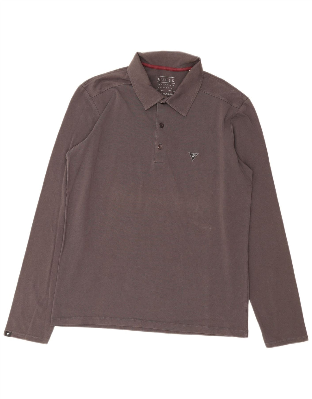 Guess Herren-Langarm-Poloshirt mit extra schmaler Passform, Größe L, Grau