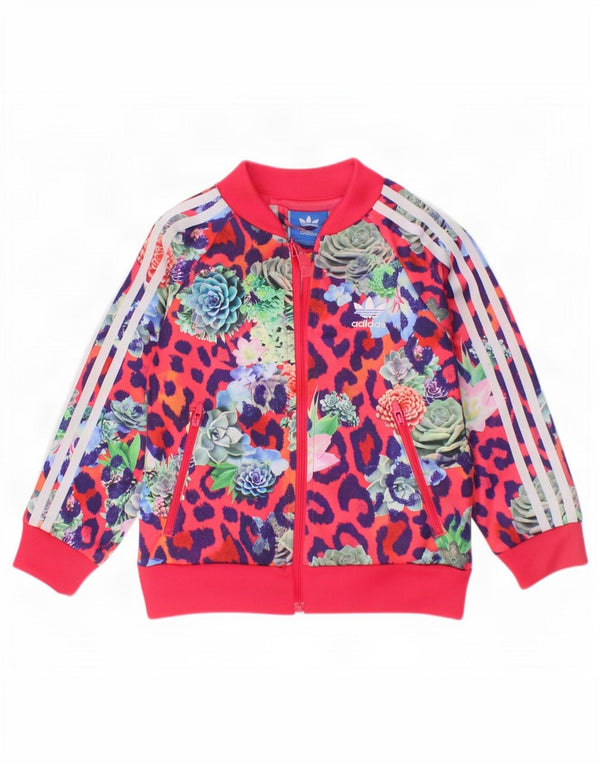 Adidas Baby-Mädchen-Trainingsanzug mit grafischem Oberteil, 18–24 Monate, rosa geblümt