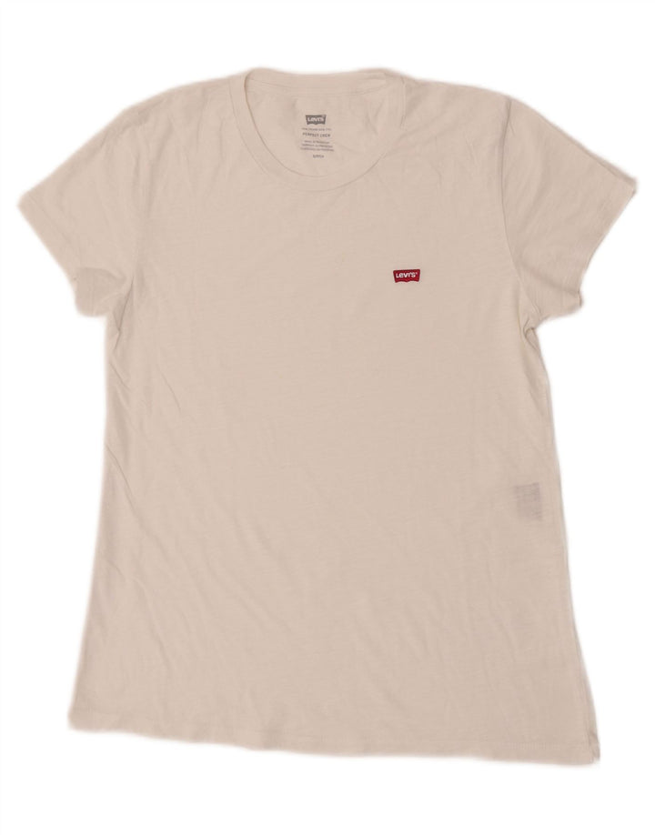 Levi's Damen Perfect Crew T-Shirt Top UK 10 Small Weiß