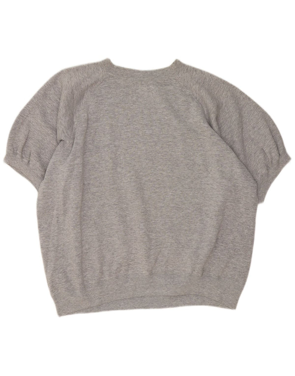 Champion Herren Grafik-Sweatshirt mit kurzen Ärmeln, XL, grau meliert, Baumwolle