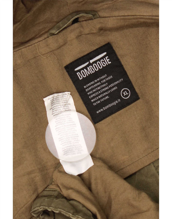 Bomboogie Herren-Parka mit Kapuze, UK 42, XL, Khaki, Baumwolle