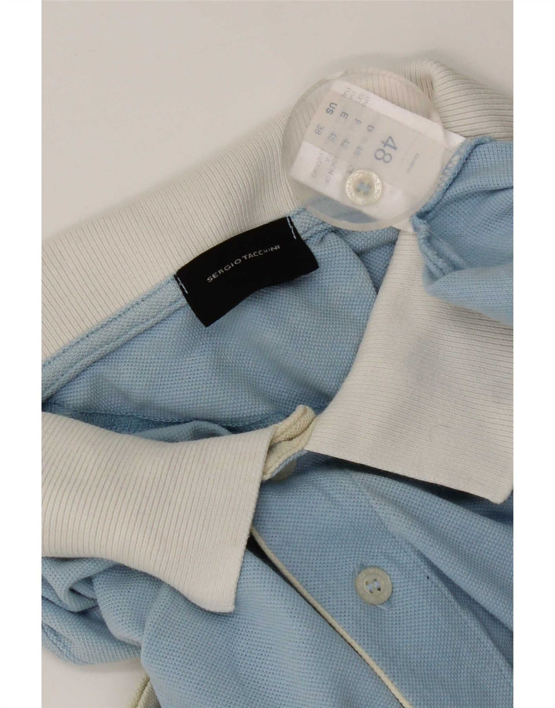 Sergio Tacchini Herren-Poloshirt IT 48 Mittelblaue Colourblock-Baumwolle