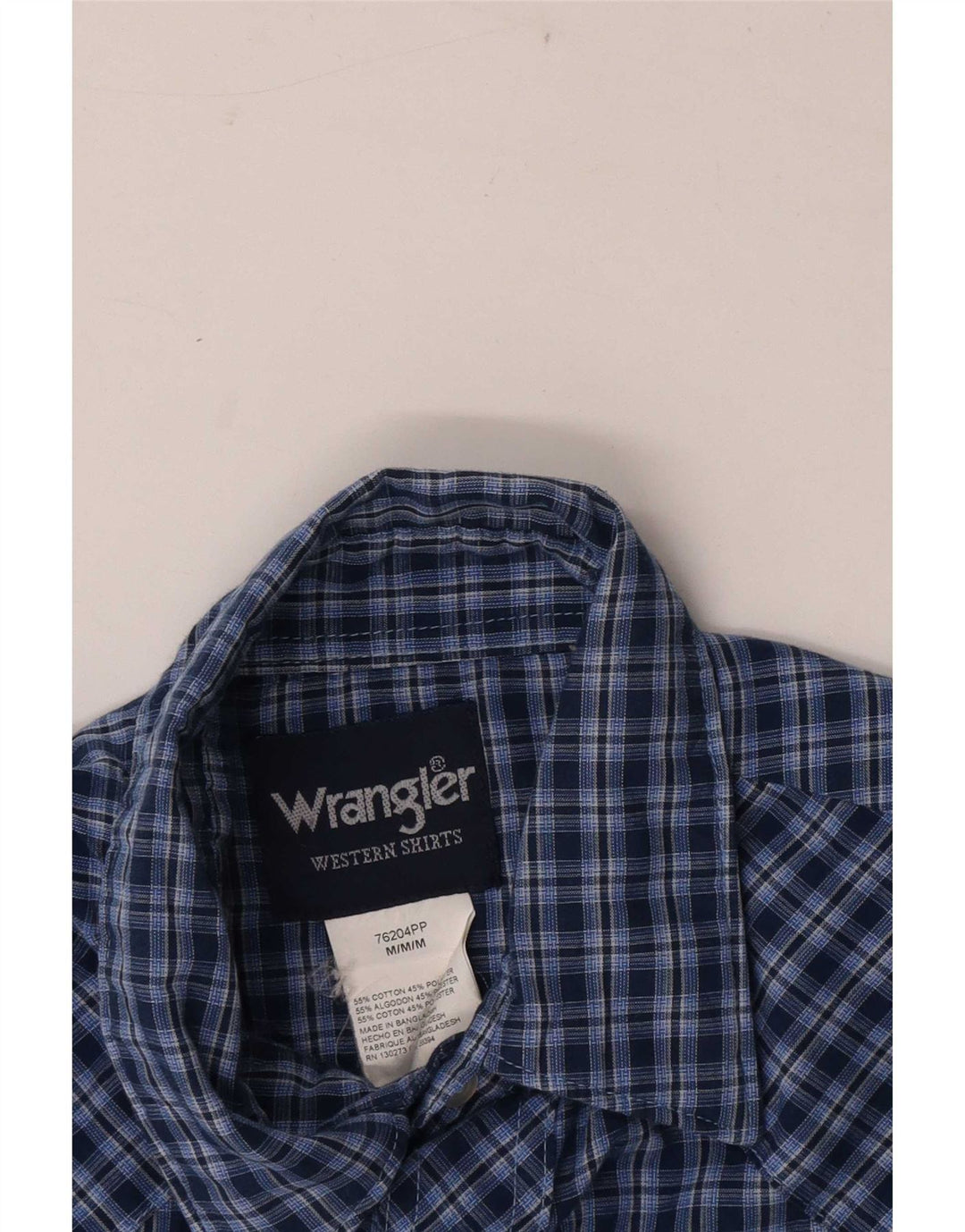 Wrangler Herren-Kurzarmhemd aus mittelblauer, karierter Baumwolle