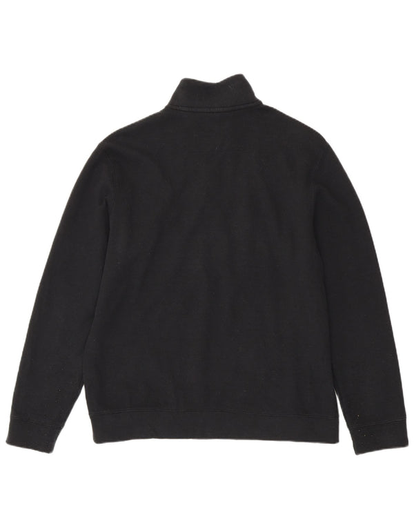 Chaps Womens Zip Neck Sweatshirt Jumper UK 16 Large Black Cotton
