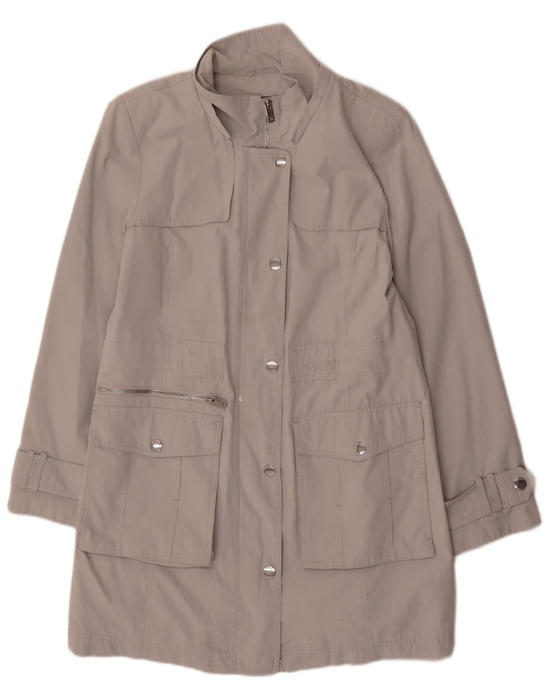 Dkny Damen Trenchcoat UK 14 Mittelgraues Polyester