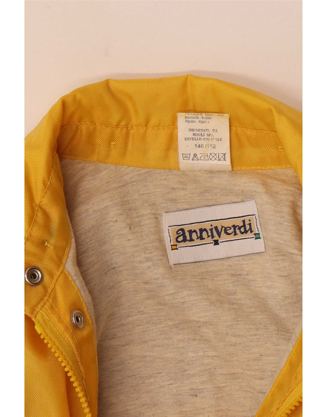Vintage Jungen-Regenjacke mit lockerer Passform, 11–12 Jahre, gelbes Polyamid