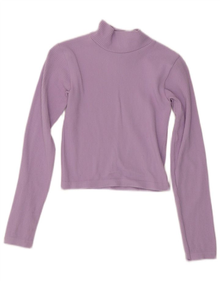 Zara Damen Crop Top Langarm UK 10 Small Lila