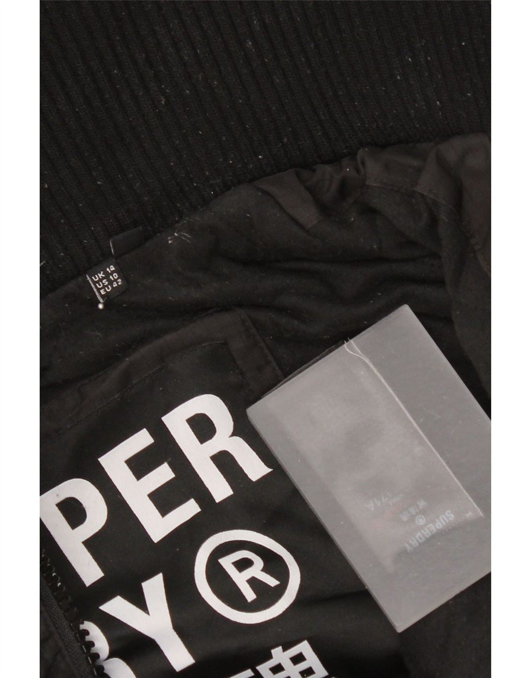 Superdry Damen-Windbreakerjacke mit Kapuze, UK 14, Größe L, Schwarz, Polyester