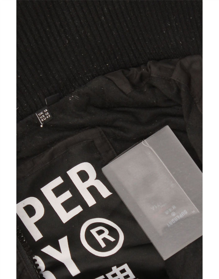 Superdry Damen-Windbreakerjacke mit Kapuze, UK 14, Größe L, Schwarz, Polyester