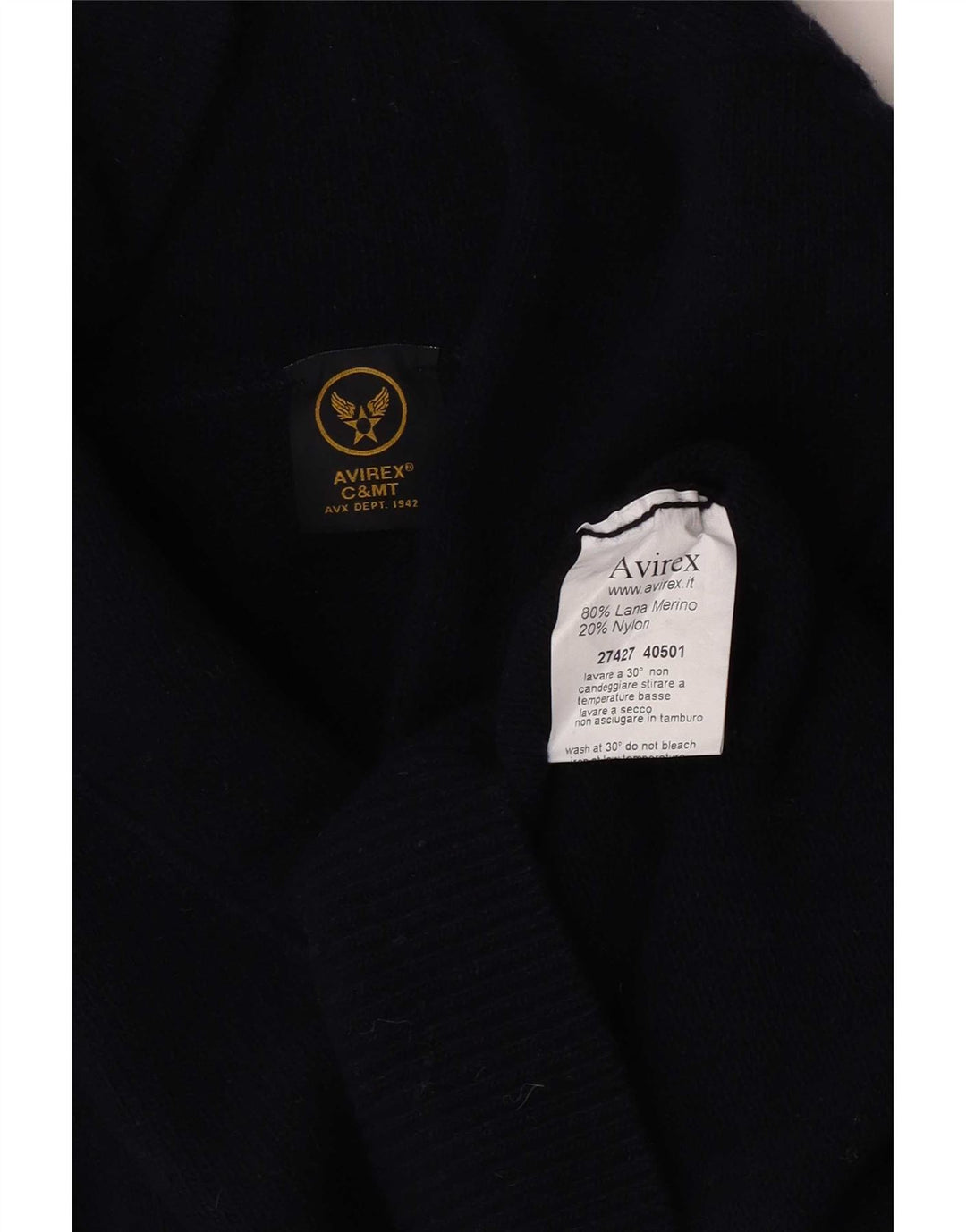 Avirex Herren-Pullover mit Schalkragen, mittlere marineblaue Merinowolle