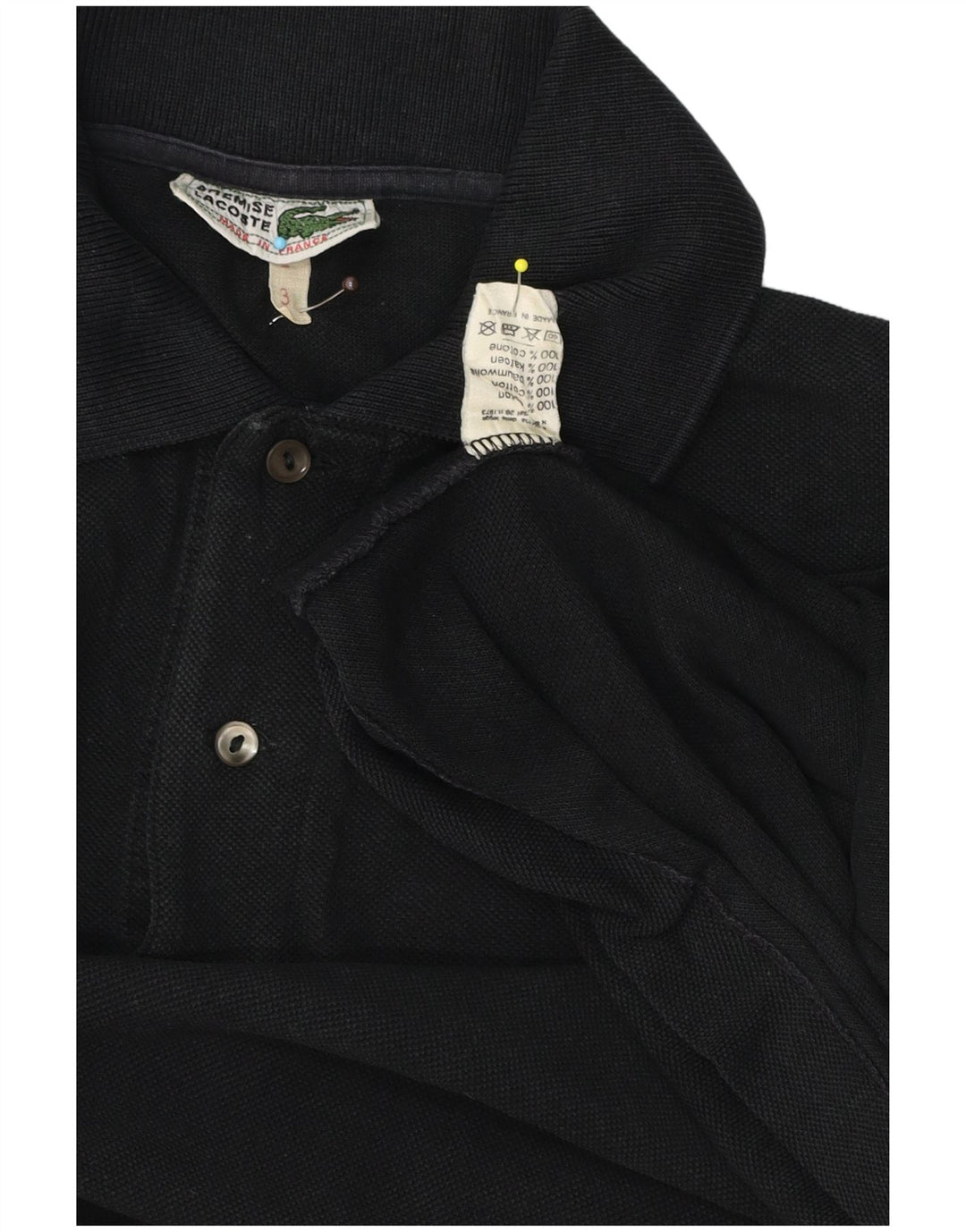 Lacoste Herren-Poloshirt, Größe 3, klein, schwarze Baumwolle