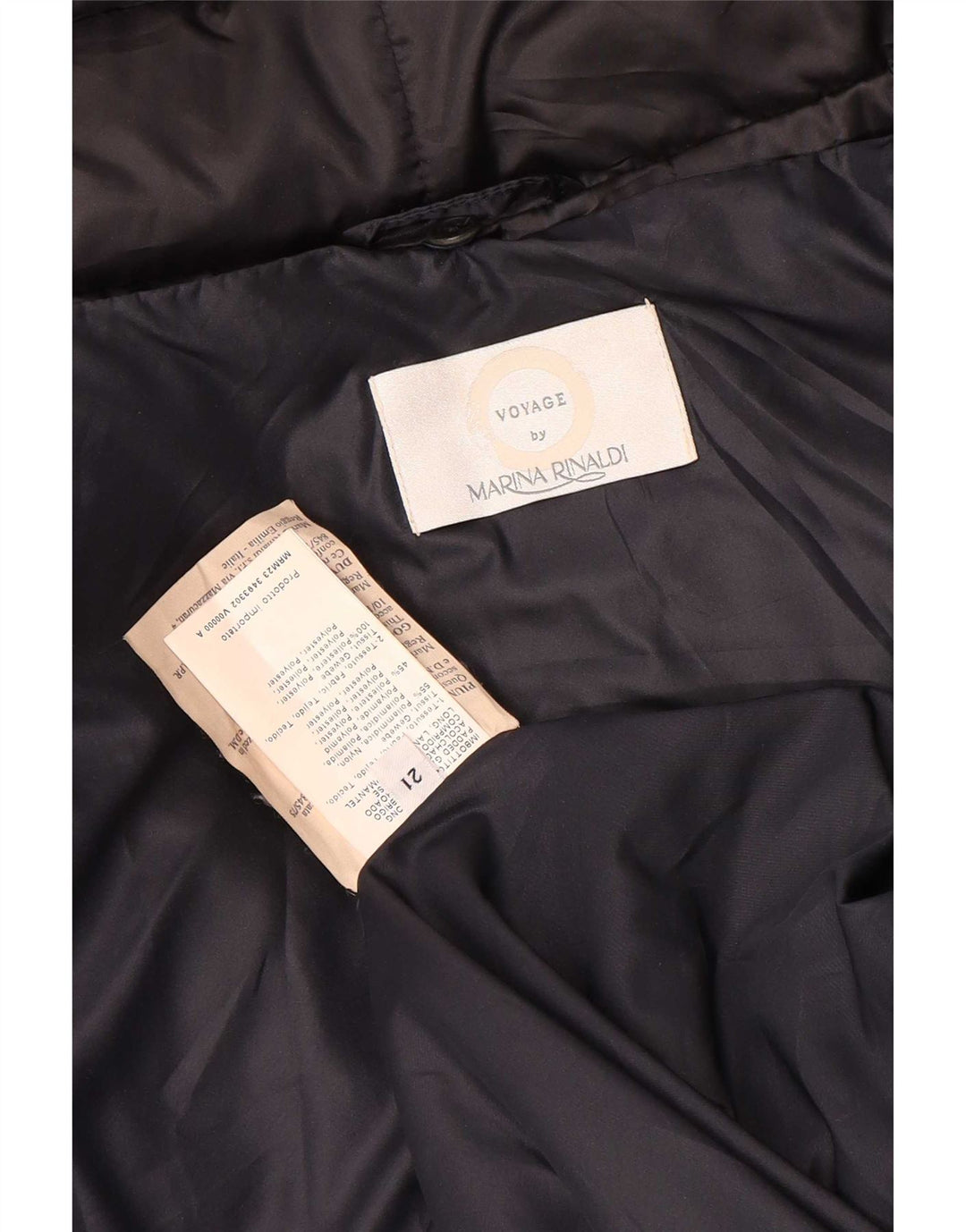 Marina Rinaldi Damen Voyage Gepolsterter Mantel Größe 21 Medium Marineblau Nylon