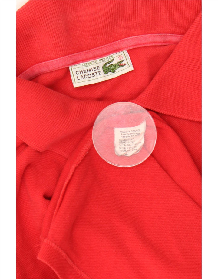 Lacoste Herren-Langarm-Poloshirt, Größe 4, mittelrote Baumwolle