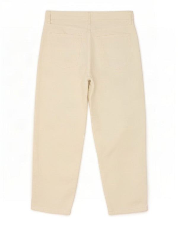 Zara Damen-Jeans mit lockerer Passform und hoher Taille, EU 42, Größe L, W32, L28, cremefarbene Baumwolle