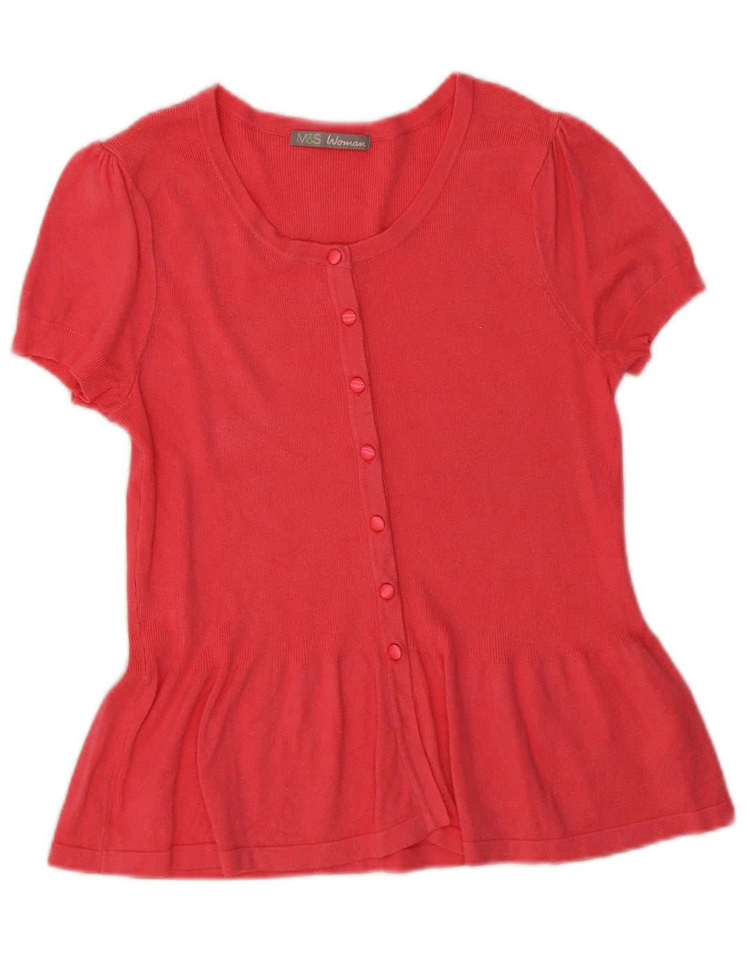 MARKS & SPENCER Damen Kurzarm-Hemdbluse UK 14 Mittelrosa Viskose