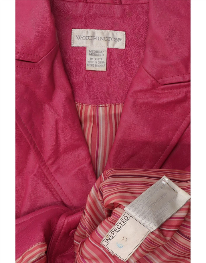 Worthington Damen 2-Knopf-Lederblazerjacke UK 12 Mittelrosa Leder